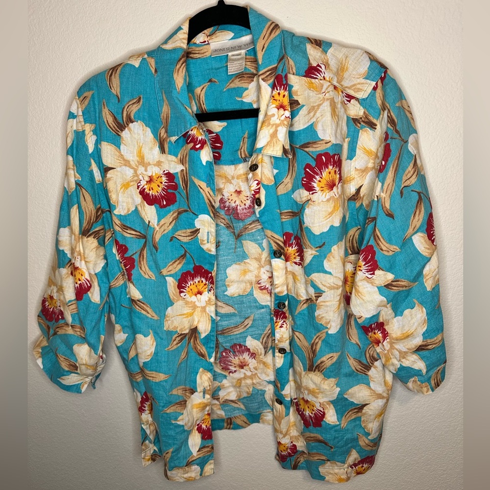 Jones New York Sport - Light Blue - Hawaiian Shirt - Size Large